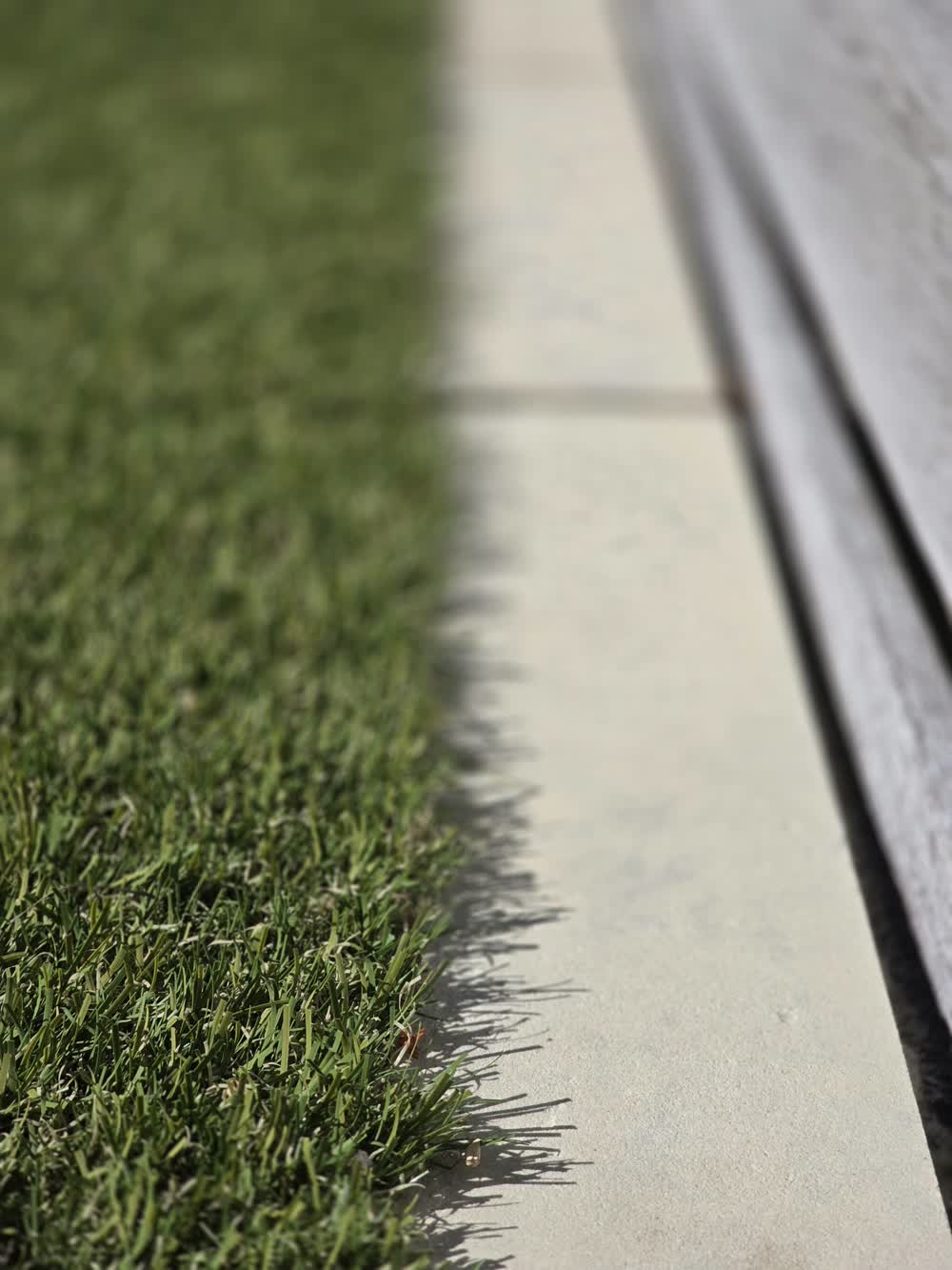 Lawn edge detail beside pavers